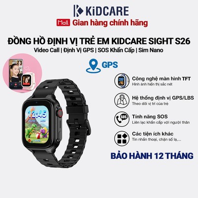 Đồng hồ định vị trẻ em Kidcare Sight S26 gọi video call | Định vị GPS | Quan sát từ xa - Màu đen