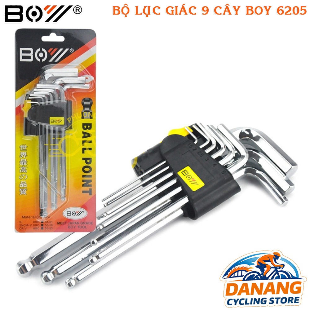 Bộ Lục Giác 9 Cây BOY 6205 – Màu Bạc, Dụng Cụ Sửa Xe Đạp
