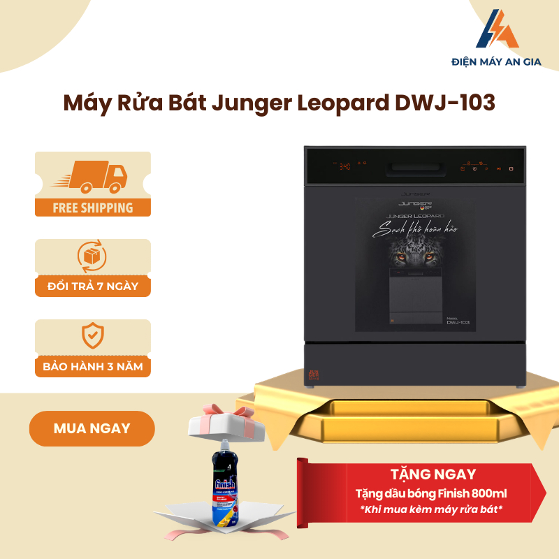 Máy Rửa Bát Độc Lập Junger Leopard DWJ-103 - Công Suất Mạnh - Tiết Kiệm Điện - Vận Hành Êm Ái - PEB
