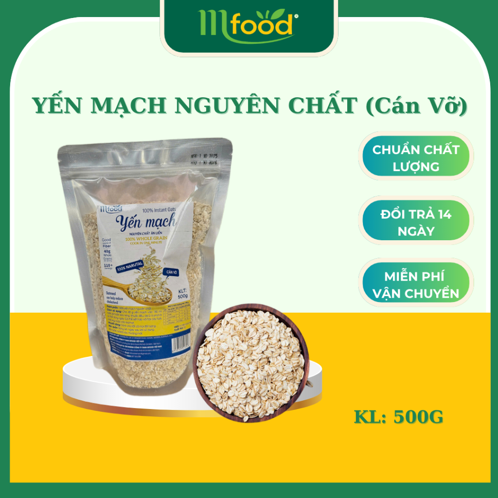 Yến Mạch  Cán Vỡ Nguyên Chất Mfood Túi 500g