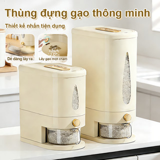 Thùng Dựng Gạo Thông Minh Dung tích 5L / 10L Thân trong suốt Nhấn lấy gạo tự động Có thể đựng ngũ cốc, đậu, hạt khô