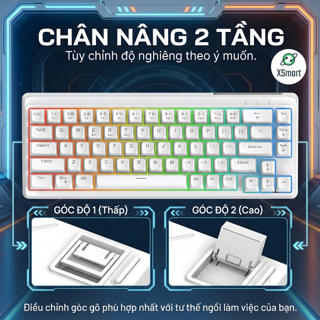 Bàn Phím Văn Phòng Gaming FreeWolf M68SE Led 7 Màu, Layout 68 Phím, Keycap ABS, Gõ Êm Giảm Ồn Cho PC | BigBuy360 - bigbuy360.vn