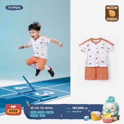 Bộ cộc tay cho bé Mompa 6 tháng - 3 tuổi vải Modal thấm hút co giãn thoáng khí DQ MP 0335