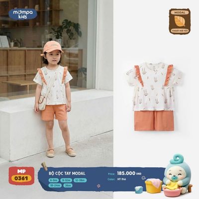 Bộ cộc tay cho bé Mompa 6 tháng - 3 tuổi vải Modal thấm hút co giãn thoáng khí DQ MP 0361