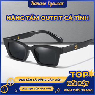 Mắt kính râm mát nữ nam gọng kính vuông phong cách Ulzzang chống tia UV đẹp cute HANASO 203