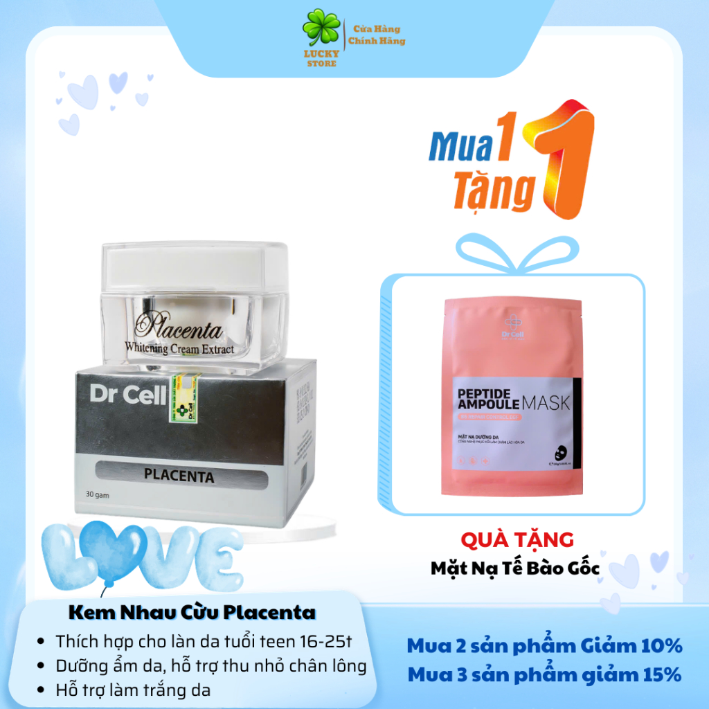 Kem Nhau Cừu Placenta DR CELL 30g dưỡng ẩm dưỡng trắng mịn da dành cho da tuổi teen