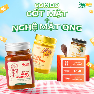 Nghệ Mật Ong 450Gr + Cốt Mật 11 Loại Thảo Mộc 650Gr + Tặng 1 Muỗng