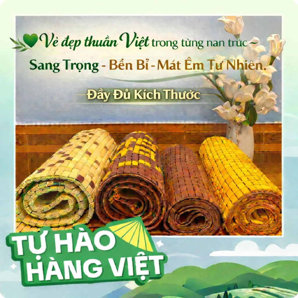 Chiếu trúc - tre hạt Việt Nam đủ kích thước ,trúc tự nhiên, giúp tuần hoàn máu tốt ( các kích thước 