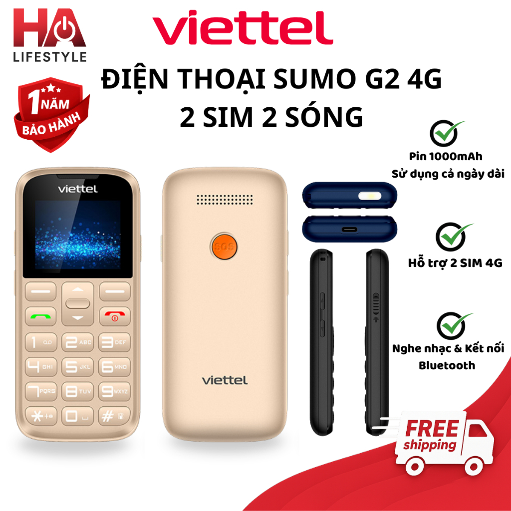 Điện Thoại Viettel Sumo G2 4G Pin Khỏe, 2 Sim 2 Sóng -Điện Thoại Viettel 4G Chính Hãng Bảo Hành 1Năm