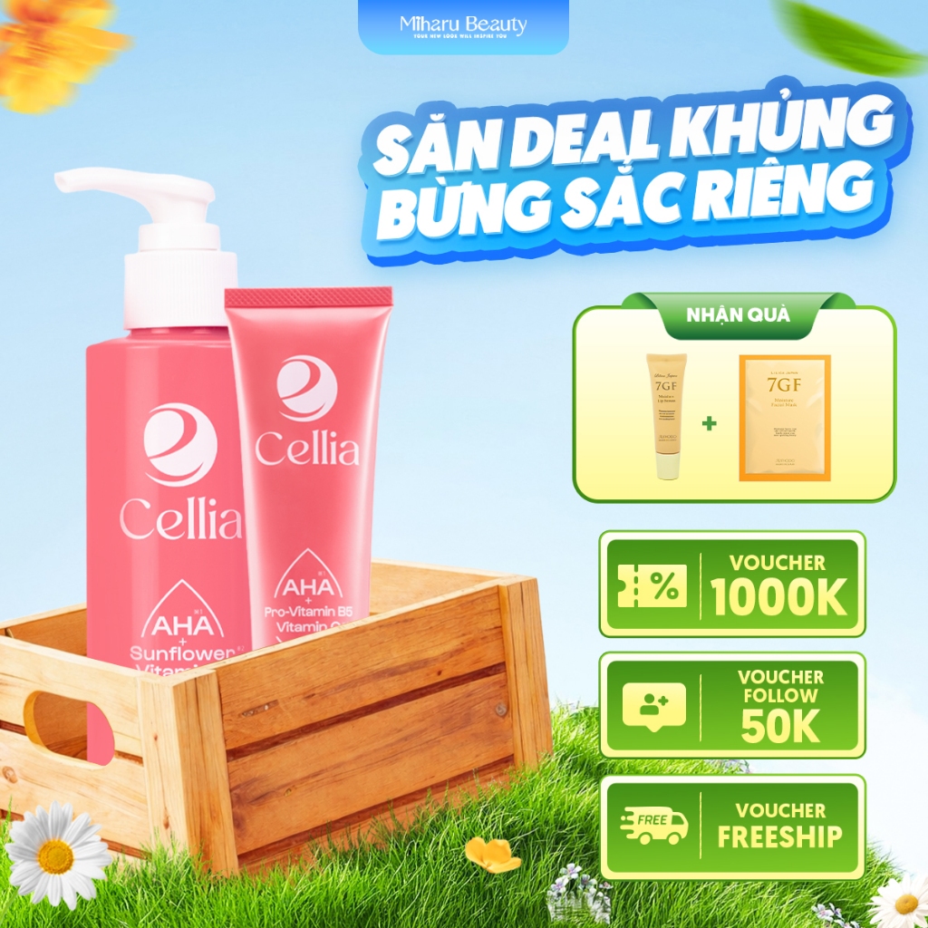 Bộ Đôi Làm Sạch Kép Cấp Ẩm Sâu Mềm Mịn Da - Cellia Cleansing Oil, Cleansing Foam