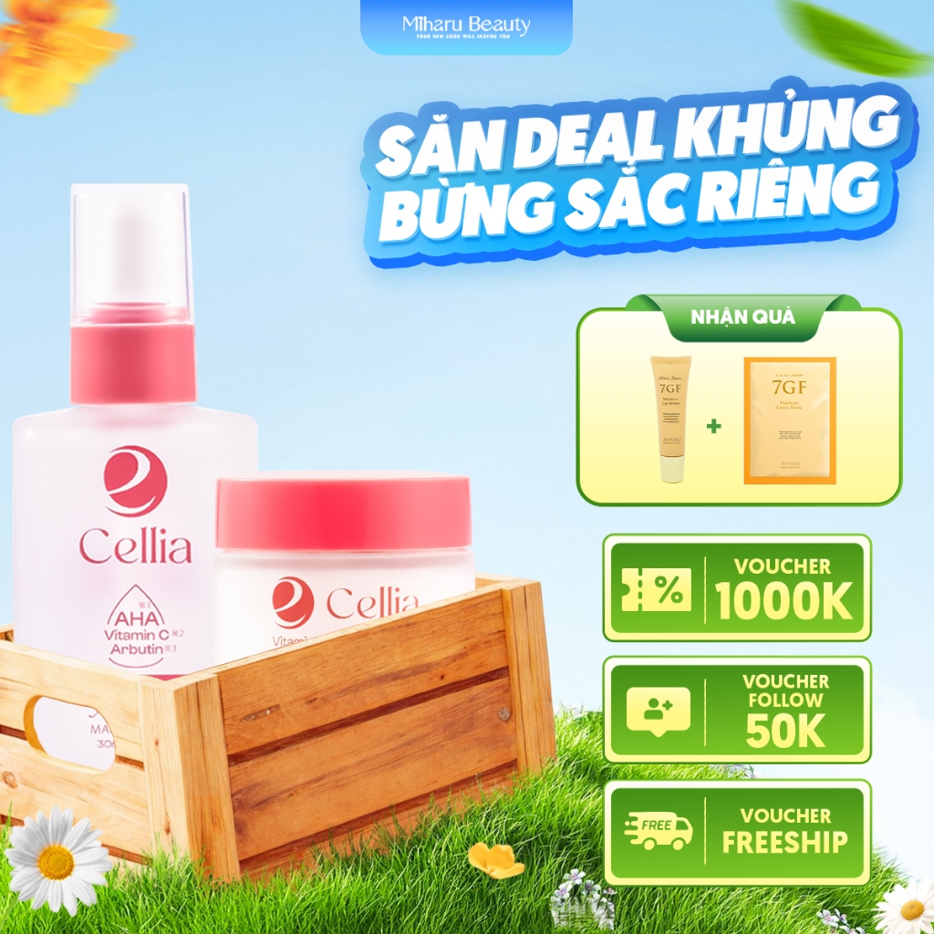 Bộ Đôi Loại Bỏ Thâm Mụn, Dưỡng Da Khỏe Đẹp - Cellia Serum, Cream