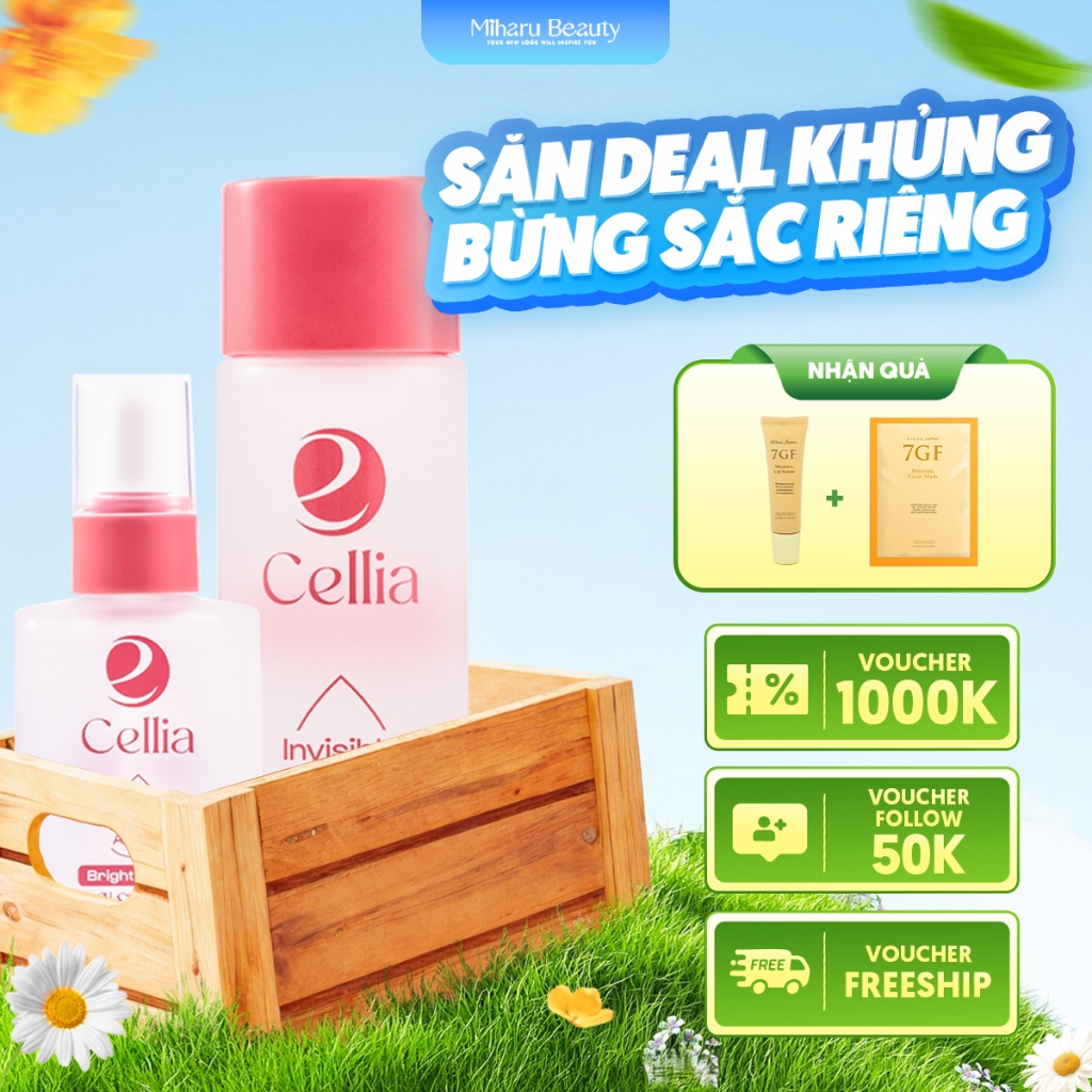 Bộ Đôi Làm Sạch, Dưỡng Sáng và Mờ Thâm - Cellia Toner, Serum
