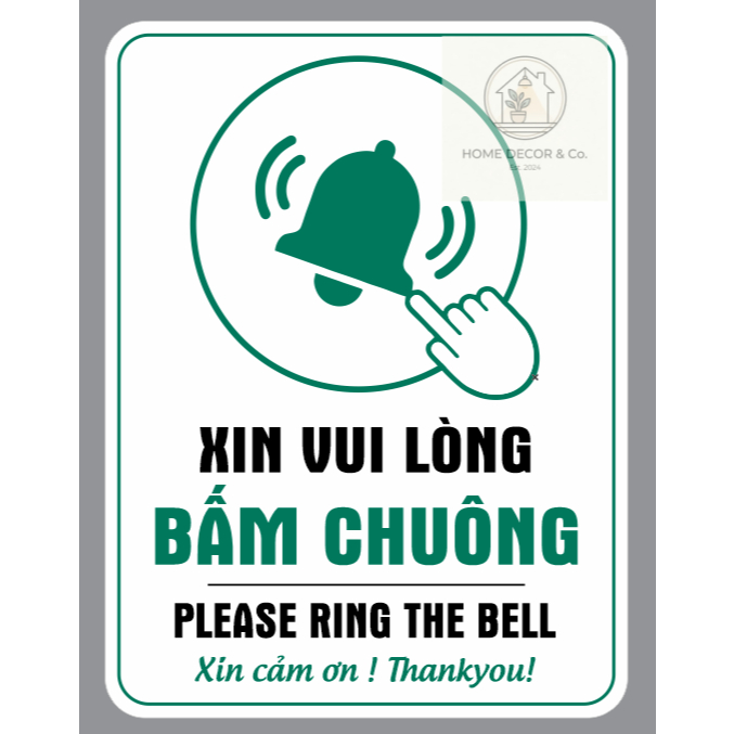 LOGO TEM STICKER XIN VUI LÒNG BẤM CHUÔNG, PLEASE RING THE BELL
