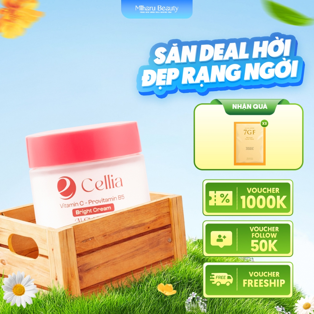 Kem dưỡng kiểm soát dầu, ngừa mụn & sáng da - Cellia Bright Cream 45g