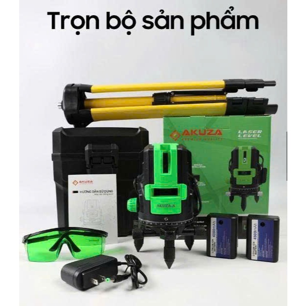 [ CHÍNH HÃNG] MÁY LAZE CÂN BẰNG BẮN CỐT 5 TIA XANH AKUZA CAO CẤP KÈM 2 PIN SẠC