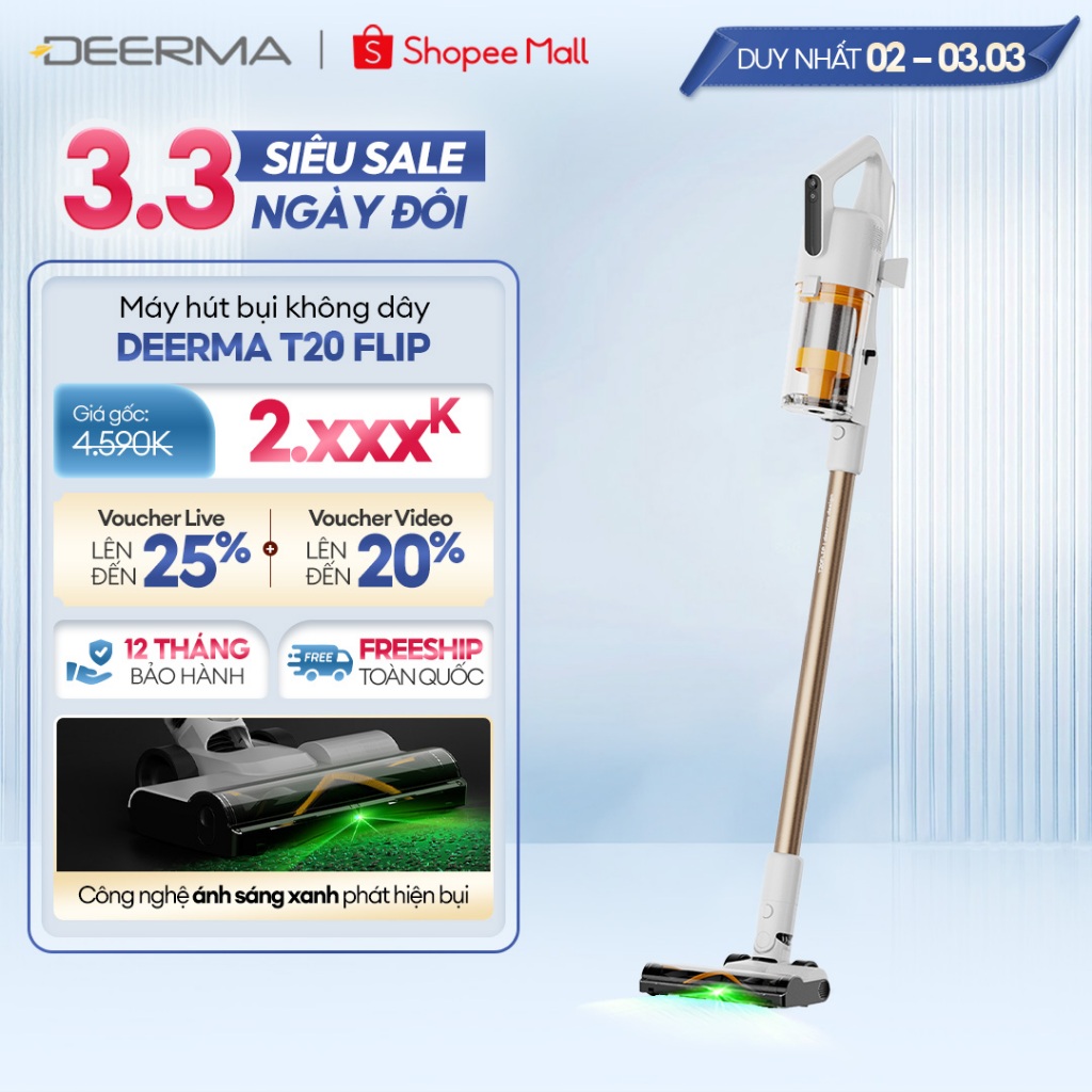 Máy hút bụi không dây Deerma T20 FLIP