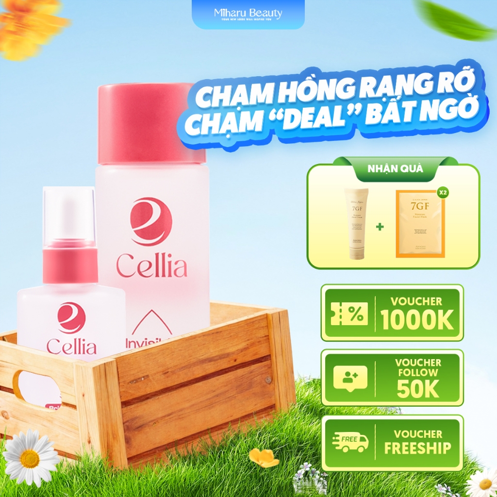 Bộ Ba Dưỡng Da Dầu Mụn - Cellia Toner, Serum, Cream