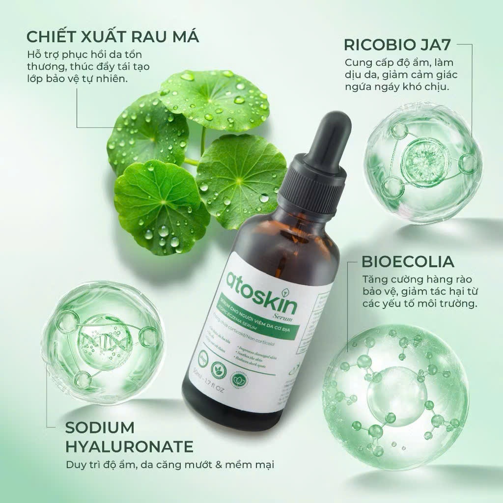 Atoskin Serum - Giúp làm dịu mát da khi bị viêm da, ngứa ngáy, góp phần phục hồi tổn thương da (50ml