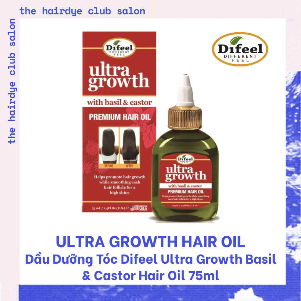 Dầu Dưỡng Tóc Difeel Ultra Growth Basil & Castor Hair Oil 75ml – Kích Thích Mọc Tóc, Giảm Gãy Rụng