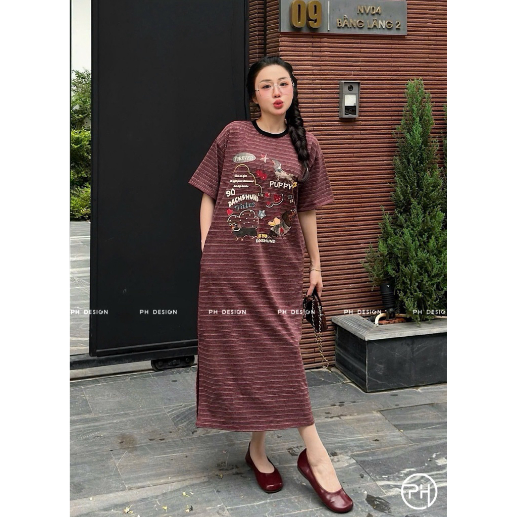 (NH CLOTHING)Váy suông Quynhanhhouse Váy kẻ xinh new