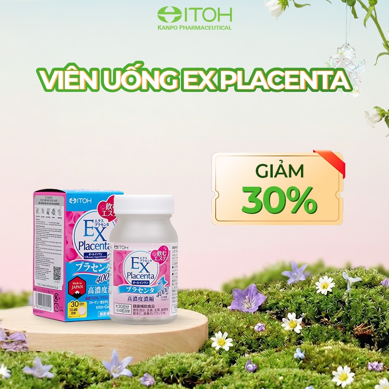Viên uống Placenta ITOH EX Placenta 120 viên - Hỗ trợ cân bằng nội tiết, chống lão hóa và làm sáng đ
