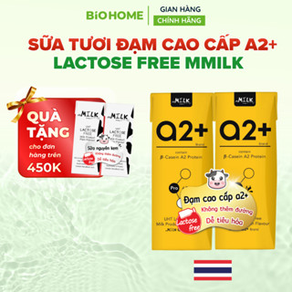 Sữa Tươi Không Lactose mMilk 180ml - Đạm Cao Cấp A2+ / Nguyên Kem / Ít Béo, Dễ Tiêu Hóa, Nhập Khẩu Thái Lan