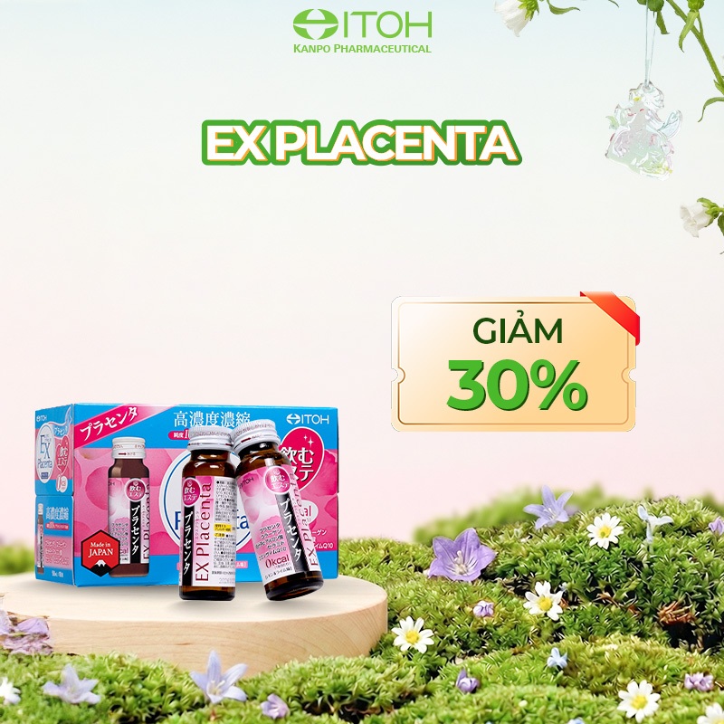 Nước uống Placenta ITOH EX Placenta hỗ trợ cân bằng nội tiết, chống lão hóa và làm mờ thâm sạm nám d