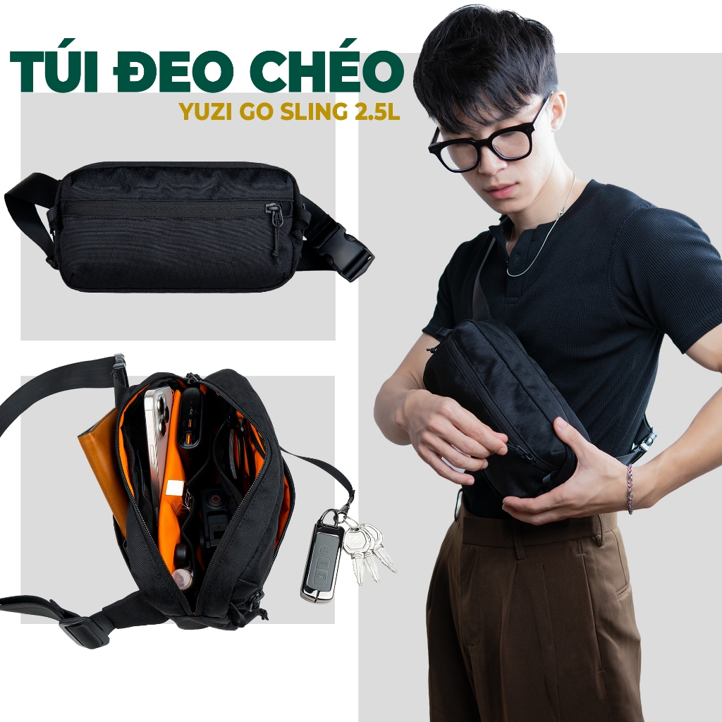 Túi đeo chéo YUZI GO SLING 2.5L - Thanh lịch, nhiều ngăn chứa thông minh, chất liệu cao cấp