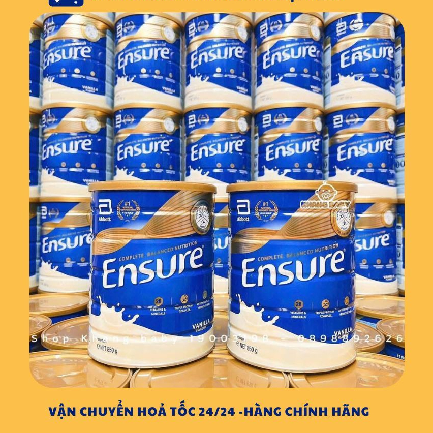 Sũa Ensure Úc 850gr, Hàng chuẩn Úc, Sữa Ensure 850gr Úc hàng air 100%