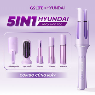 Máy uốn tóc tự động Hyundai 5in1 28mm 32mm 40mm và lược điện, máy duỗi tóc làm tóc 5in1 ion âm bảo vệ tóc Golife