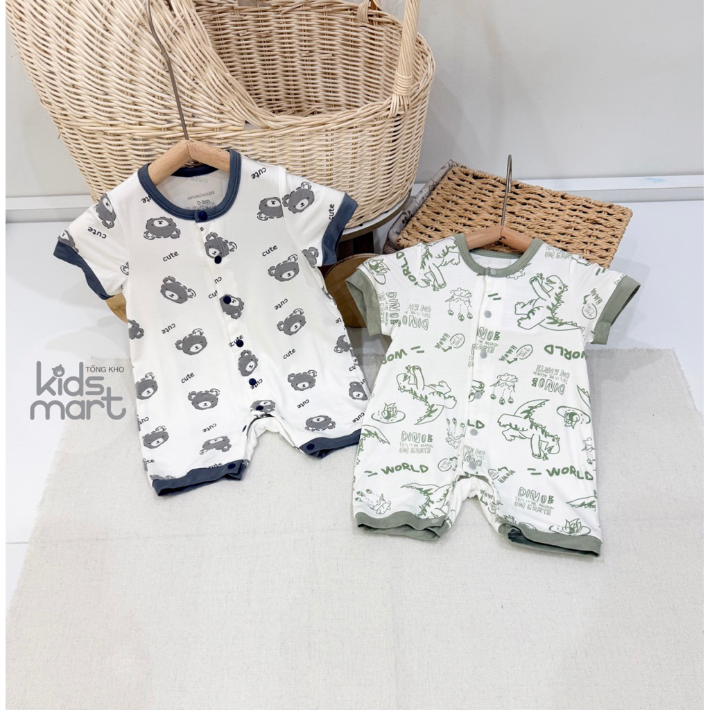 body đùi cộc tay bodysuit chất thun lạnh mềm mát cho bé in hình Anmina
