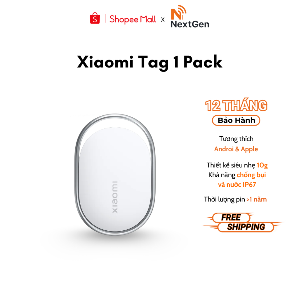 Phụ kiện định vị Xiaomi Tag nhỏ gọn, pin khỏe - Bảo hành 12 Tháng