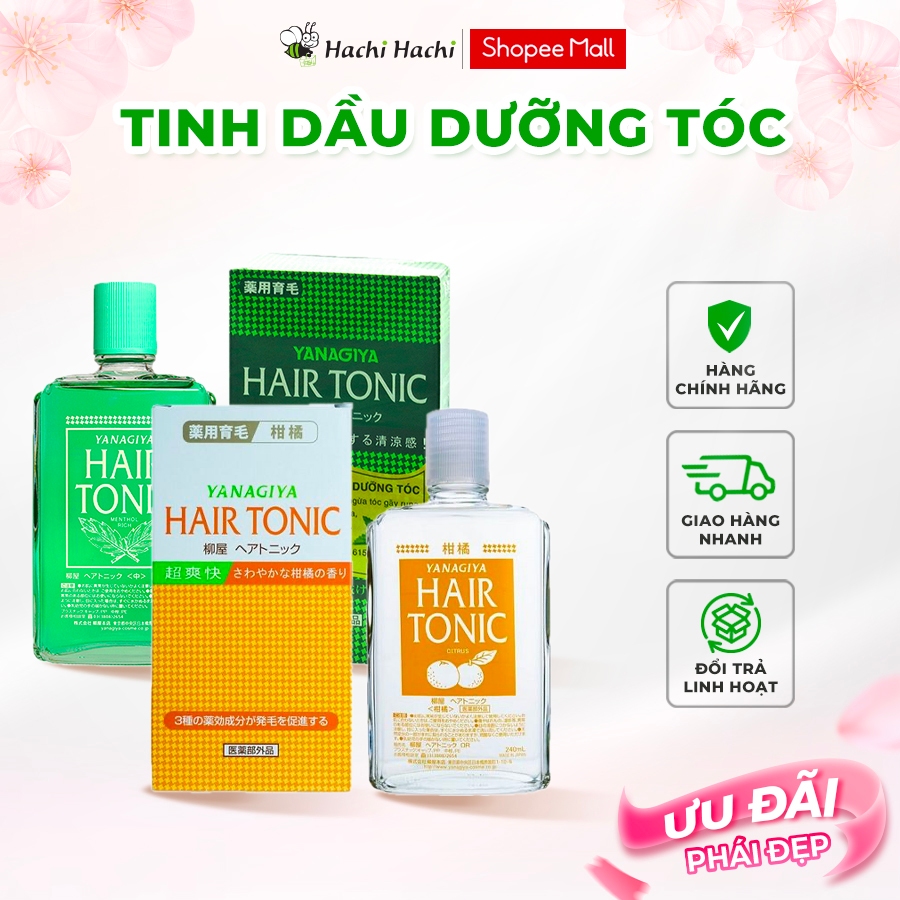 Tinh dầu Bưởi dưỡng tóc, hỗ trợ mọc tóc / Tinh dầu bạc hà Hair Tonic Yanagiya 240ml