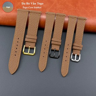 (Nâu Vàng-Phom mỏng) Dây đồng hồ TANK da bò thật dạng vân hạt Vân Togo sang trọng nhiều size 10 12 13 14 15 16...20 22mm