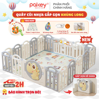 [Mẫu Mới] Quây Cũi Nhựa Gấp Gọn PAKEY - TẶNG Thảm + Bóng + Giỏ + Bóng Rổ, Quây Nhà Banh Chính Hãng An Toàn Cho Bé