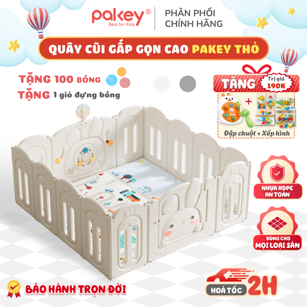 Quây Cũi Nhựa Gấp Gọn Cao Cấp TẶNG 100 BÓNG New 2026 + GIỎ ĐỰNG, Quây Nhựa Cho Bé Siêu Chắc Chắn Bảo Hành Trọn Đời