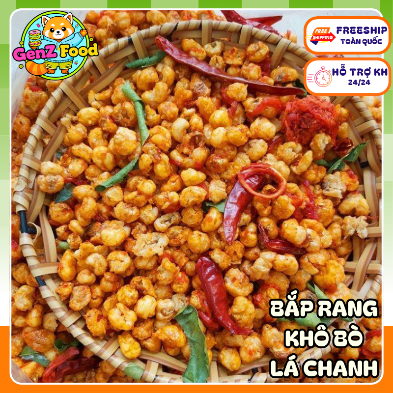 [CỰC NGON] Bắp Rang Khô Bò Lá Chanh - Bắp Sấy Rim Khồ Bò Lá Chanh - Giòn Thơm Ngon Đậm Vị