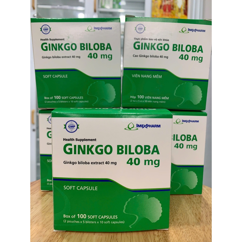 Bổ não, hoạt huyết, tăng tuần hoàn não Ginkgo Biloba 40mg Imexpharm