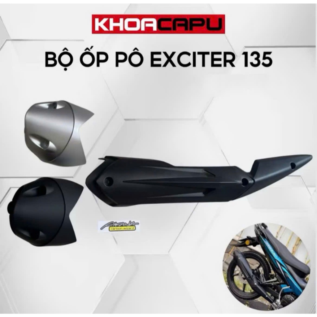 Bộ Ốp Pô Exciter 135 Mẫu LC V6 Malay, Ốp Che Bô, Chụp Đuôi Bô Xe Ex135