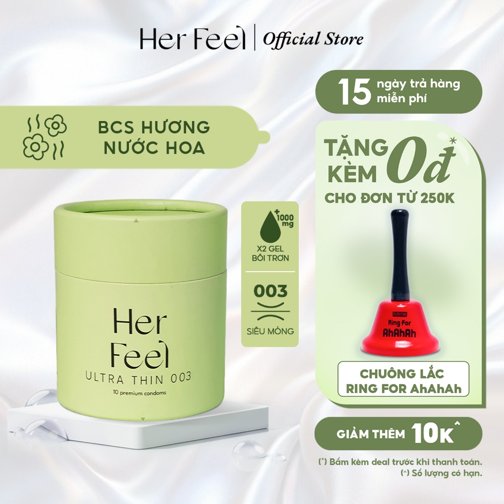 Bao cao su PlayAh Her Feel Ultra Thin 003 Hộp 3/10 Size 52mm Siêu Mỏng Nhiều Gel Cao Cấp
