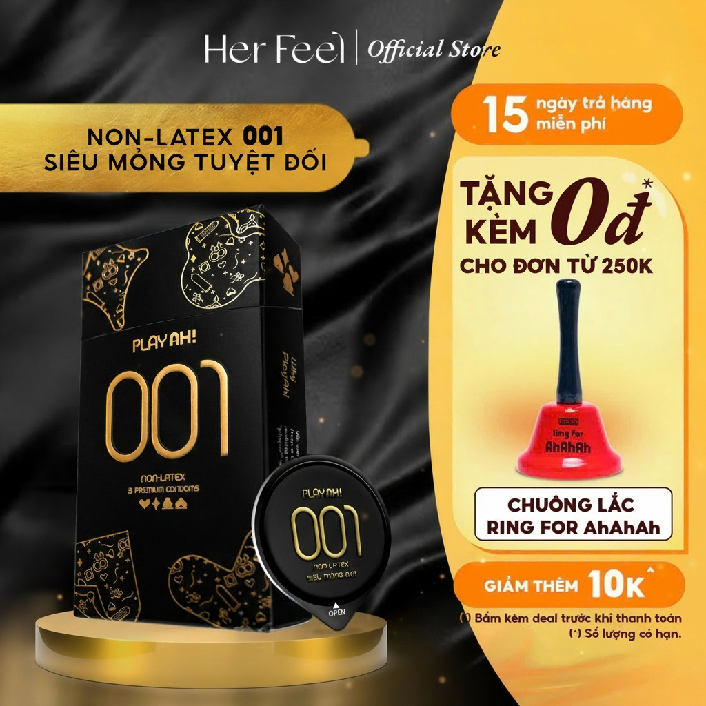 Bao Cao Su PlayAh! Non-Latex Siêu Mỏng 001 - Hộp 3 Cái