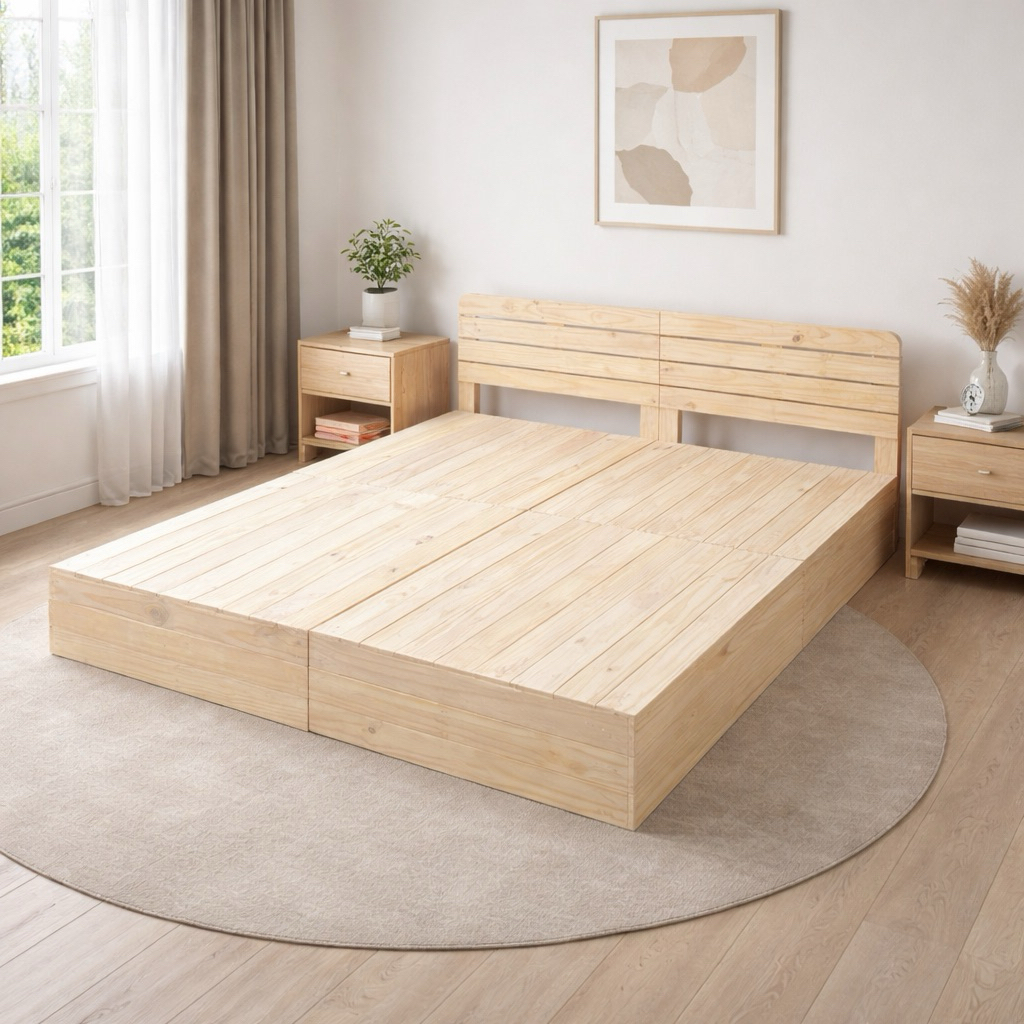 Giường Pallet Gỗ Thông MẶT KÍN Cao 28cm – Kích Thước 1m2x2m đến 2m2x2m – Giường Bệt Hiện Đại Chắc Ch