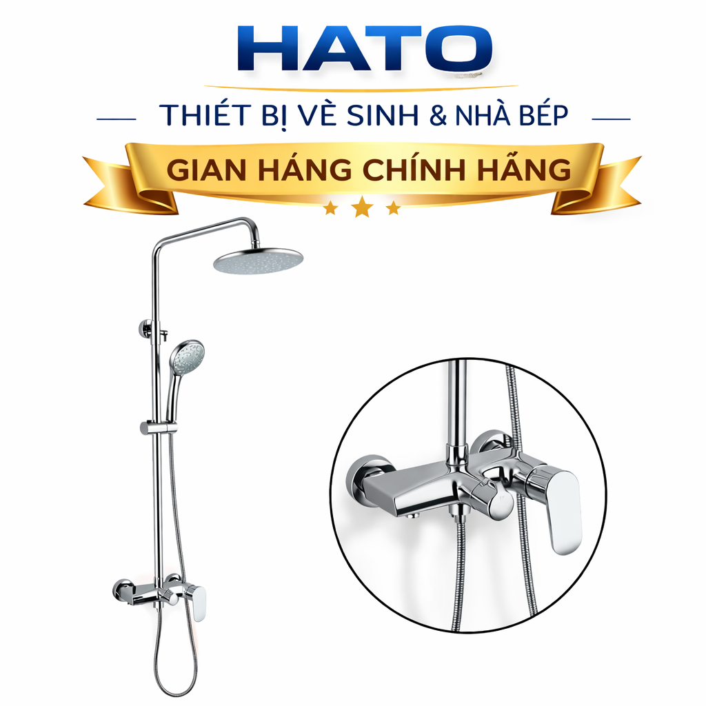Sen Cây Tắm Đứng Hato HS202 Inox 304 Mạ Crom, Sen Cây Nóng Lạnh Bảo Hành Chính Hãng 5 Năm
