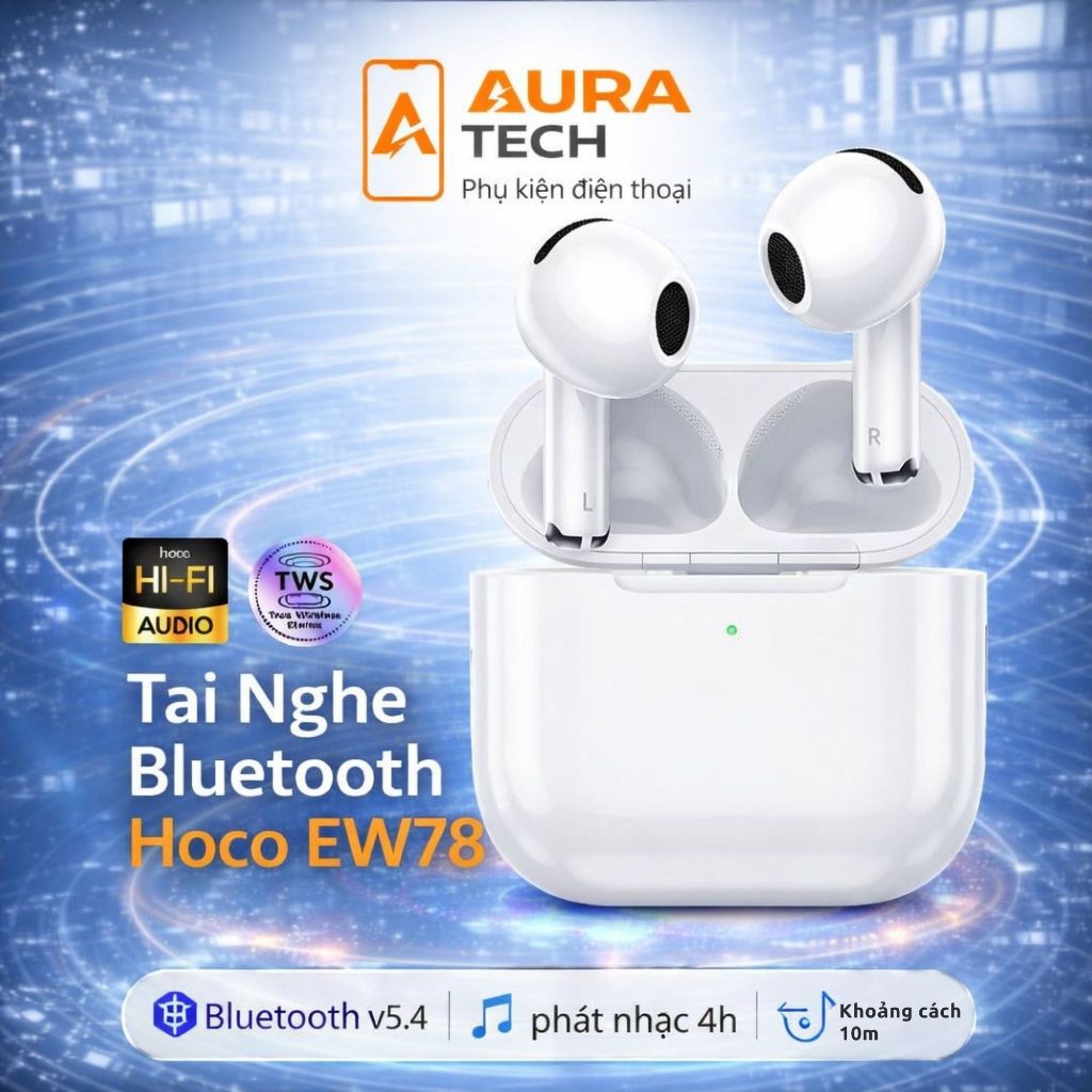 TAI NGHE BLUETOOTH KHÔNG DÂY HOCO EW78 TWS – ÂM THANH CHẤT LƯỢNG, KẾT NỐI ỔN ĐỊNH