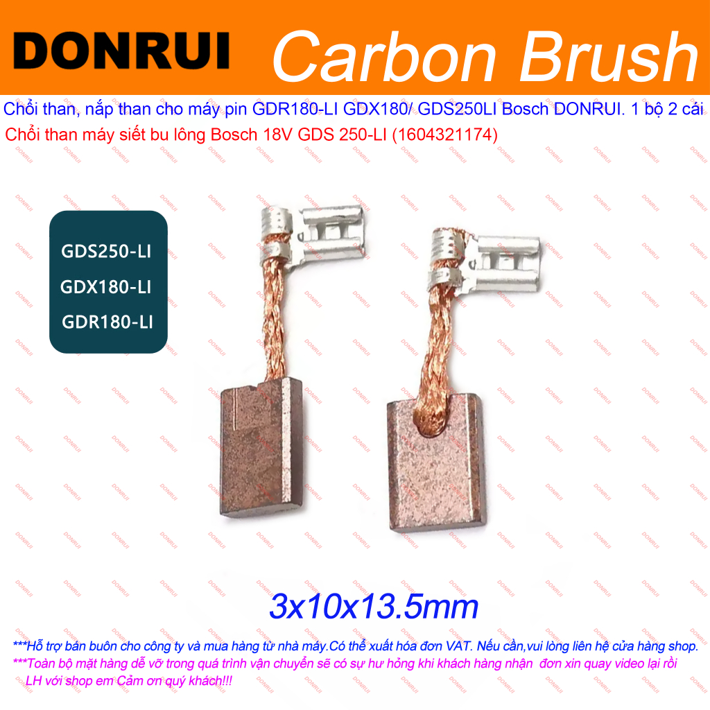 Chổi than máy vặn vít pin 18V GDX 180-LI GDR 180-LI GDS250-LI Bosch 160701418R