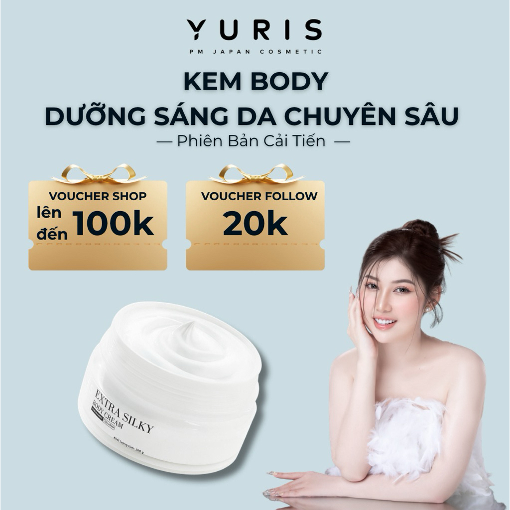 [Phụng Mã x Yuris] Kem Body Dưỡng Trắng Yuris 200g, Dưỡng Sáng, Làm Mịn & Bảo Vệ Da Sử Dụng Cả Ban N
