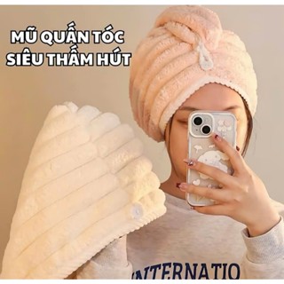 Khăn Quấn Tóc Siêu Thấm Hút Nhanh Khô - Mũ Ủ Tóc Cotton Mềm Mại Hàng Nội Địa Trung Cao Cấp (Có 4 Màu)