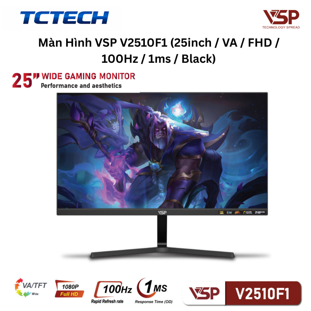 Màn Hình VSP V2510F1 (25inch  VA  FHD  100Hz  1ms  Black) Chính Hãng