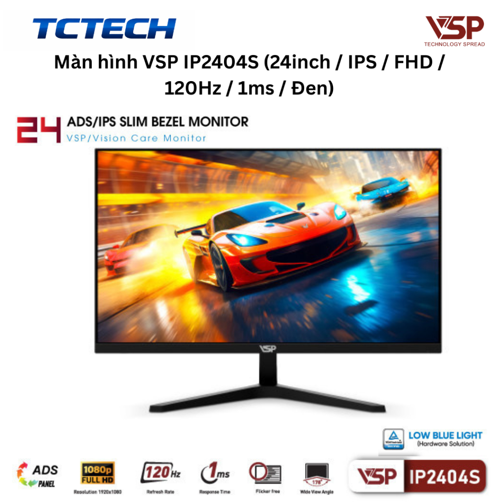 Màn hình VSP IP2404S (24inch / IPS / FHD / 120Hz / 1ms / Đen) Chính Hãng