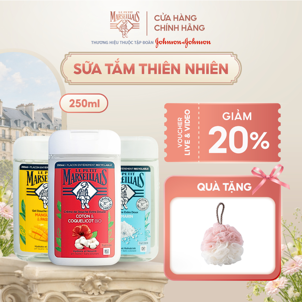 Sữa Tắm Thiên Nhiên 92% Le Petit Marseillais Nhiều Mùi Hương 250ml